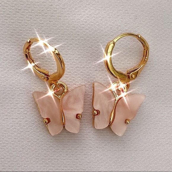 Princess Polly Jewelry - Pink butterfly gold earrings